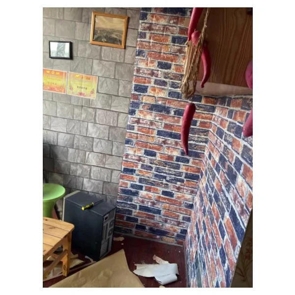 Renkli Duvarlar Nw61 Kırmızı Mavi Tuğla Desen Kendinden Yapışkanlı Duvar Paneli - Görsel 4
