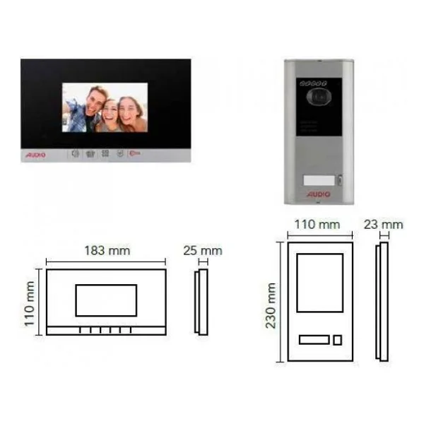 Audio 001463 4.3" Bus Plus Görüntülü Mekanik Butonlu Handsfree Villa Set Diafon Siyah - Görsel 5