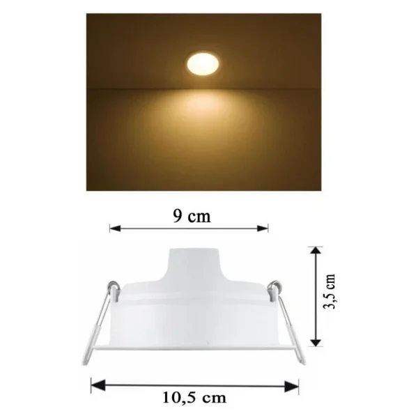 Philips Essential 5w Sıva Altı Gömme LED Spot Lamba Sarı 3000k(Armatür -Panel)(Delik :9 Cm) - Görsel 2