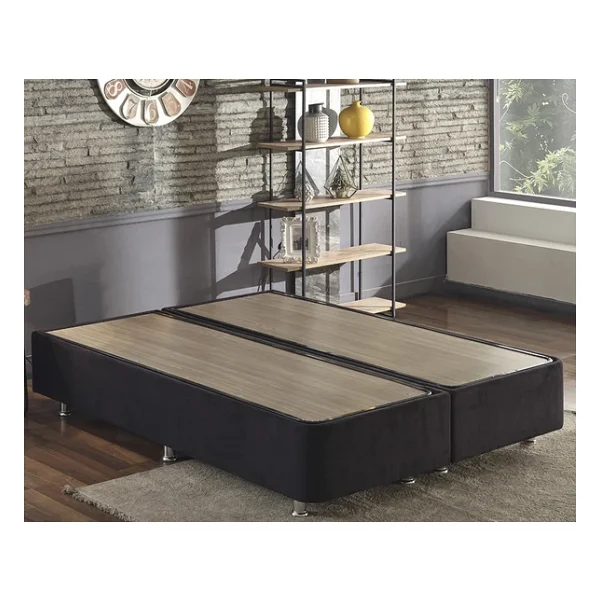 Niron Ela Baza -150x200 Cm Çift Kişilik Sandıklı Siyah Kumaş Baza Silinebilir Soho Kumaş - Görsel 4