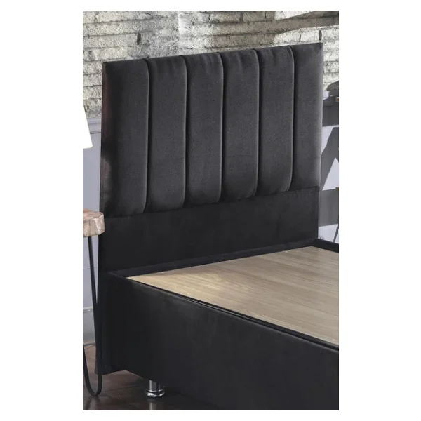 Niron Ela Baza Ve Başlık Seti -100x200 Cm Tek Kişilik Siyah Kumaş Baza Ve Başlığı Silinebilir Soho Kumaş - Görsel 7