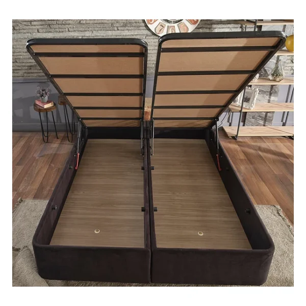 Niron Ela Baza Ve Başlık Seti 150x200 Cm Çift Kişilik Siyah Kumaş Baza Ve Başlığı Silinebilir Soho Kumaş - Görsel 8