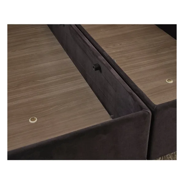 Niron Ela Baza -180x200 Cm Çift Kişilik Sandıklı Siyah Kumaş Baza Silinebilir Soho Kumaş - Görsel 6