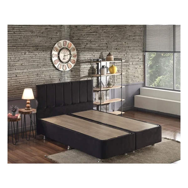 Niron Ela Baza Ve Başlık Seti 150x200 Cm Çift Kişilik Siyah Kumaş Baza Ve Başlığı Silinebilir Soho Kumaş - Görsel 3