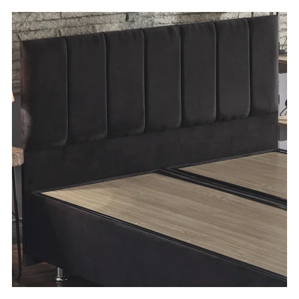 Niron Ela Baza Ve Başlık Seti 150x200 Cm Çift Kişilik Siyah Kumaş Baza Ve Başlığı Silinebilir Soho Kumaş - Görsel 6