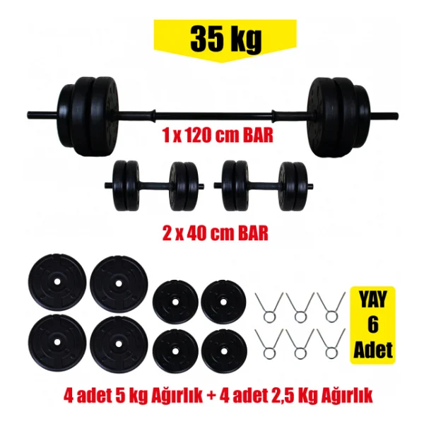 Dambıl 35 Kg Dambıl Seti (Dumbell), Halter Seti Ve Ağırlık Seti - Görsel 2