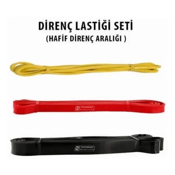 Powerband Direnç Lastiği Ve Egzersiz Bandı Seti Hafif Direnç Seti 3 Adet - Görsel 3