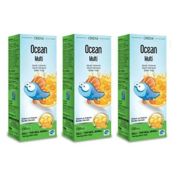 Ocean Multi Omega 3 Ballı Portakal Aromalı Balık Yağı 150 Ml 3'lü - Görsel 7
