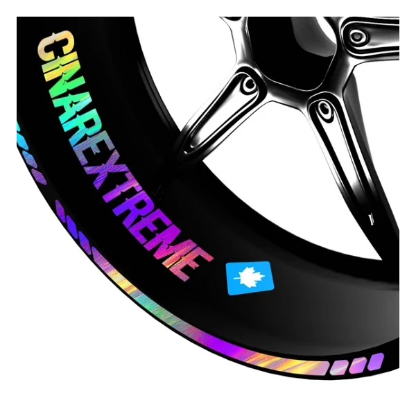 Çınar Extreme Rainbow Gökkuşağı Hologram Efektli 4 Parçalı Kesikli Motosiklet Jant Şeridi Sticker - Görsel 4