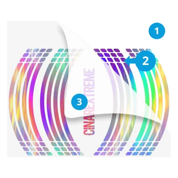 Çınar Extreme Rainbow Gökkuşağı Hologram Efektli 4 Parçalı Kesikli Motosiklet Jant Şeridi Sticker - Görsel 9