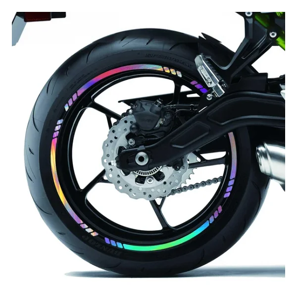 Çınar Extreme Rainbow Gökkuşağı Hologram Efektli 4 Parçalı Kesikli Motosiklet Jant Şeridi Sticker - Görsel 7