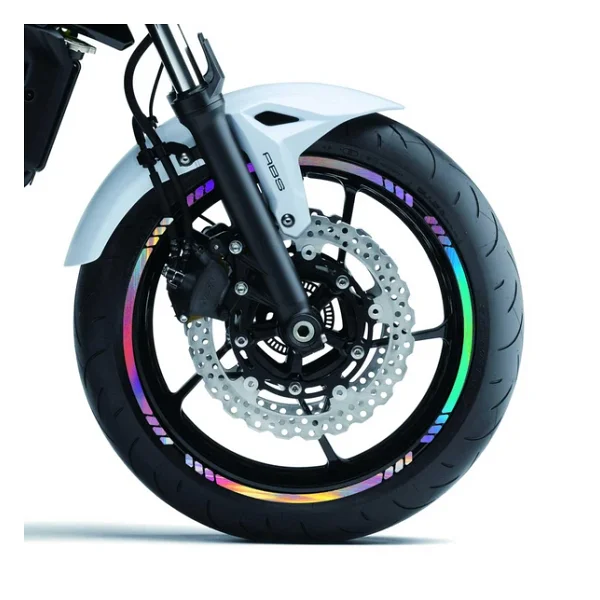 Çınar Extreme Rainbow Gökkuşağı Hologram Efektli 4 Parçalı Kesikli Motosiklet Jant Şeridi Sticker - Görsel 6