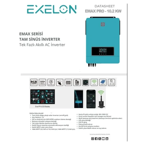 Exelon 10.2kw 48v Akıllı İnverter Mppt (450vdc) - Görsel 4