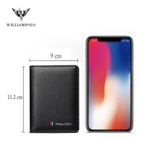 William Polo Italyan Malı Hakiki Deri Kısa Erkek Cüzdan Kartlık Premium Klasik Küçük Boy Siyah Erkek - Görsel 2