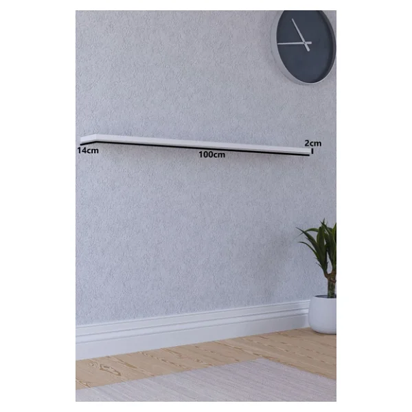 Yankı-Byeg 100 Cm Mat Beyaz Mdf Uçan Duvar Rafı Gizli Bağlantı Kitaplık - Görsel 2