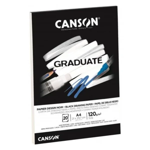 Canson Cizim Blogu Graduate Cangrad Siyah 20 Sayfa A4 120 Gr - Görsel 4