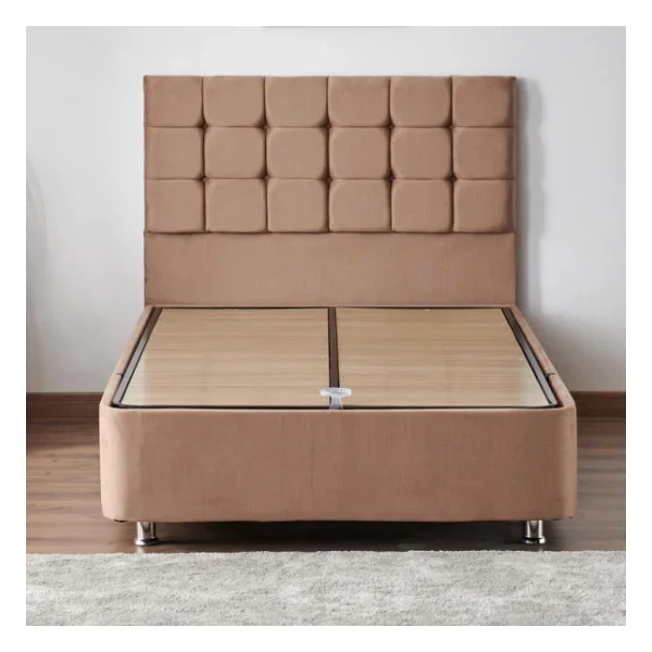 Niron Rama Baza Ve Başlık Seti 120x200 Cm Tek Kişilik Sütlü Kahve Kumaş Baza Ve Başlığı Soho Kumaş - Görsel 3
