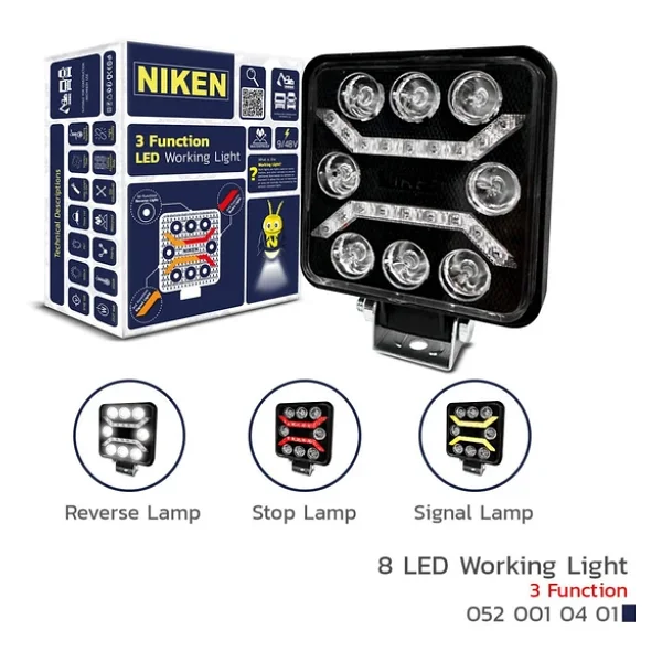 Niken Çalışma Lambası Pro 8 Ledli Kare 3 Fonksiyonlu - Görsel 3