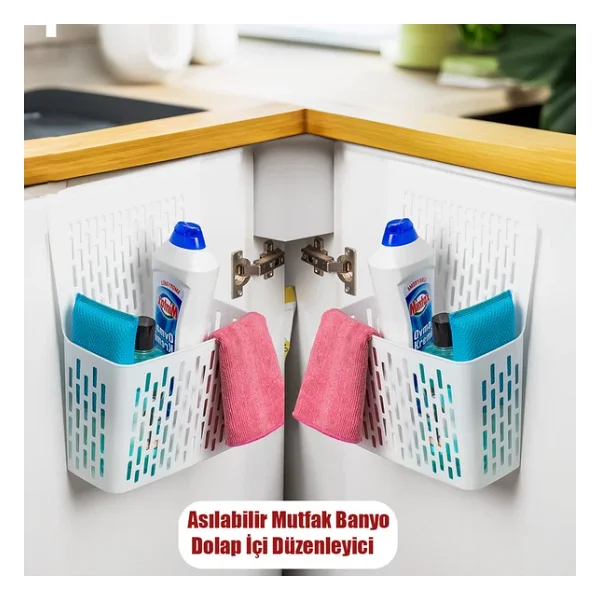 Porsima Org-52 Asılabilir Mutfak Banyo Dolap İçi Düzenleyici Organizer Deterjanlık - Beyaz - Görsel 3