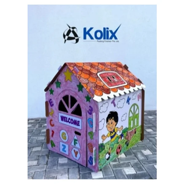 Kolix Büyük Boy XXL Karton Boyama Evi Eğitici Ve Öğretici Oyun Evi Oyun Çadırı - Görsel 7