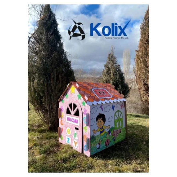 Kolix Büyük Boy XXL Karton Boyama Evi Eğitici Ve Öğretici Oyun Evi Oyun Çadırı - Görsel 9