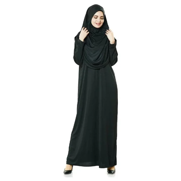 Tek Parça Namaz Elbisesi - Siyah - 5015 Ve Seccade Ve Zikirmatik - Üçlü Takım - Görsel 3