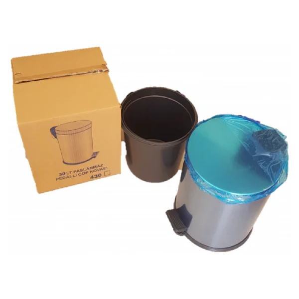 30 Lt.Pedallı Krom Çöp Kovası Krom - Görsel 5