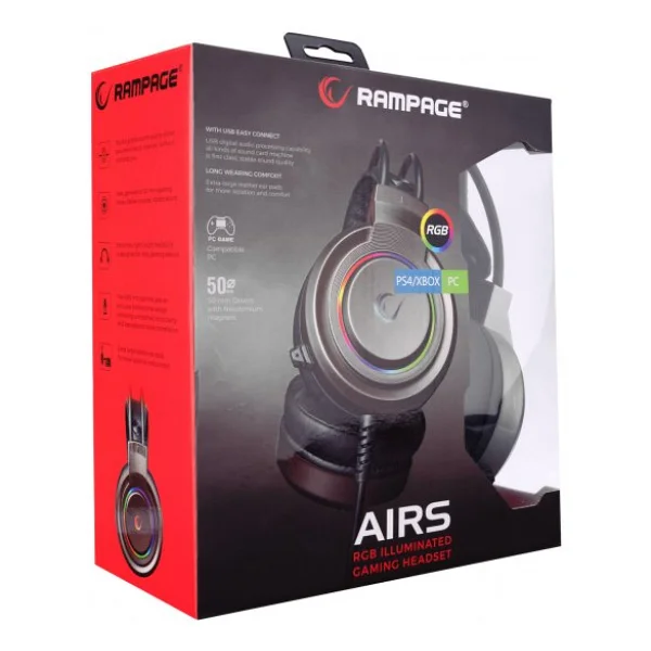 Rampage Airs Rm-X5 RGB USB Kablolu Kulak Üstü Oyuncu Kulaklığı - Görsel 5