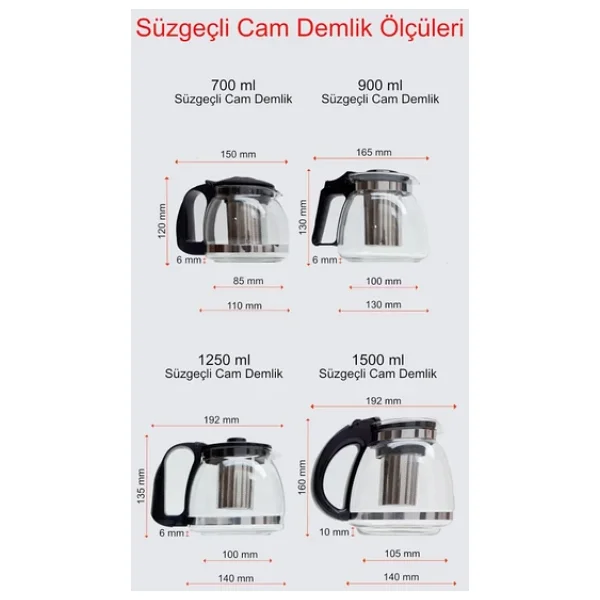 Perotti 700 Ml Isıya Dayanıklı Cam Süzgeçli Bitki Demliği - Görsel 6