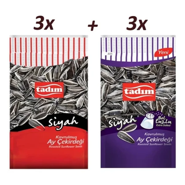 Tadım Ayçekirdeği 180 Gr Kavrulmuş Siyah Ve Bol Tuzlu 6 Li Karma Paket - Görsel 3