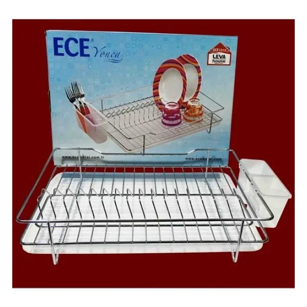 Ece Metal Yonca Paslanmaz Krom Bulaşıklık Tezgah Üstü Bulaşık Kurutma Sepeti - Görsel 5