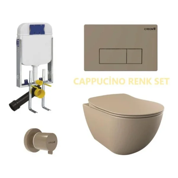 Creavit Fe320 Cappicino Asma Klozet Gömme Rezervuar 5 Parça Set - Görsel 3
