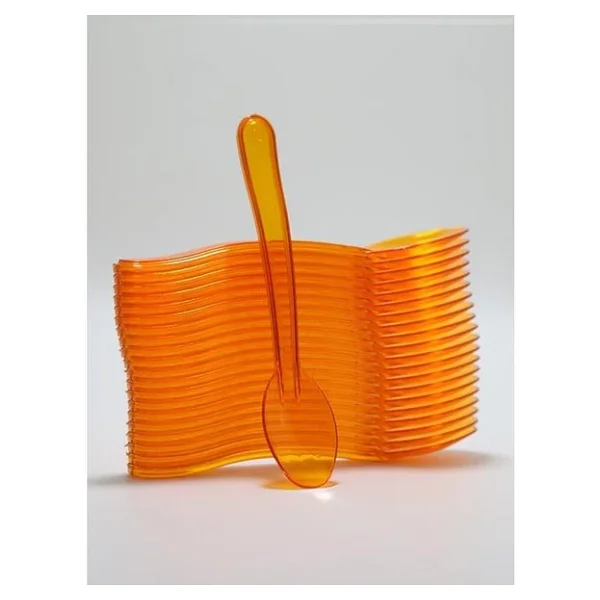 Plastik Şeffaf Turuncu Sup Kaşık - Tatlı Dondurma Kaşığı - 12.5 Cm. - 50 Adetlik 5 Paket - Görsel 6