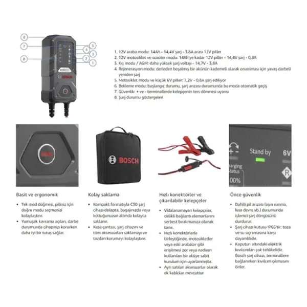 Bosch C30 6/12 V 3.8 A Akü Şarj Cihazı - Görsel 6