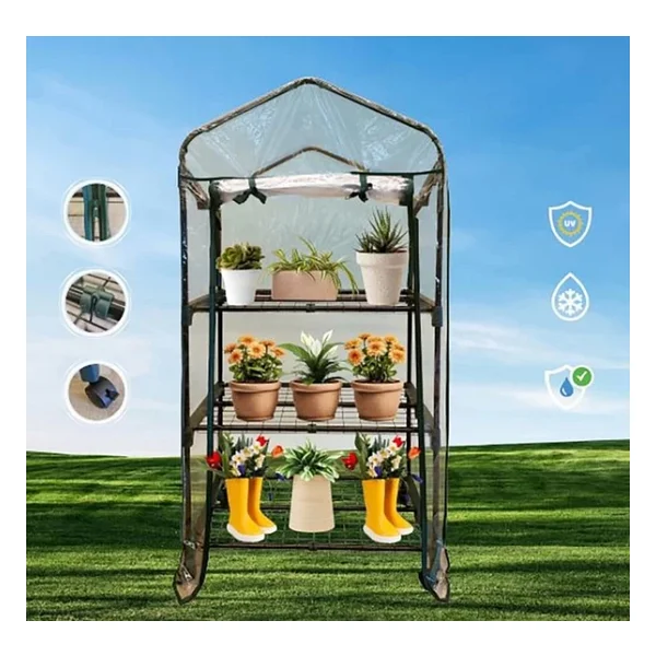 Gardener 16030 3 Katlı Tekerlekli Portatif Şeffaf Bahçe Serası - 69 Cm X 49 Cm X 125 Cm - Görsel 3
