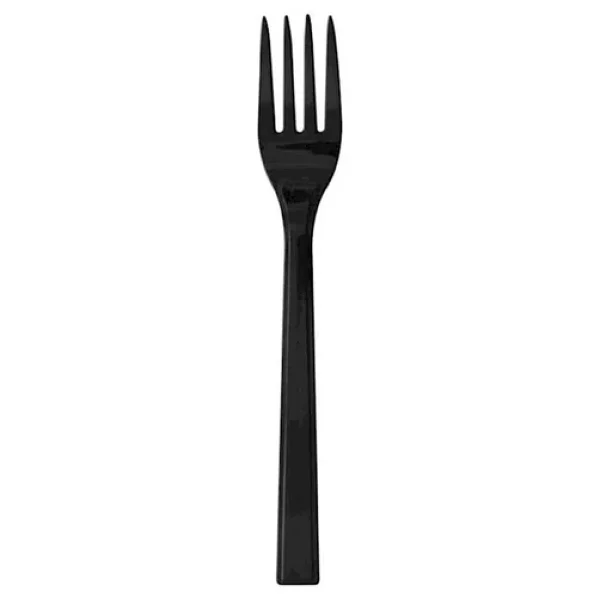 Plastik Siyah Çatal Kaşık Seti Takımı- 100 Ad. Çatal + 100 Adet Kaşık - 18 Cm. - Görsel 8