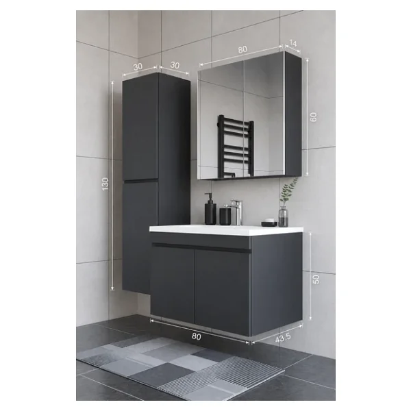 Teta Home Tokyo Boy Dolaplı 80 Cm Banyo Seti - Görsel 7