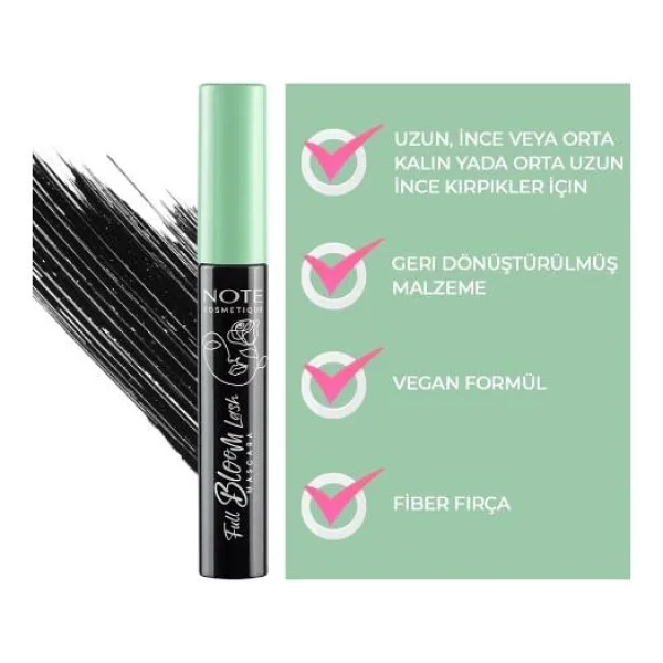 Note Full Bloom Lashes Siyah Maskara - Görsel 5