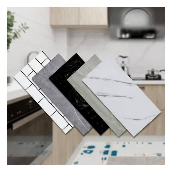 Renkli Duvarlar Tezgah Arası Kendinden Yapışkanlı Pvc Beyaz Kaplama Paneli 30x60 Cm - 30x60 Cm - Görsel 6