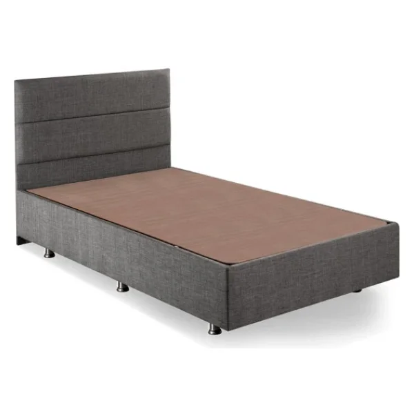 Niron Silver Baza Ve Başlık Seti 120x200 Cm Tek Kişilik Kaydırmaz Kumaşlı Gri Keten Baza Ve Başlığı - Görsel 4