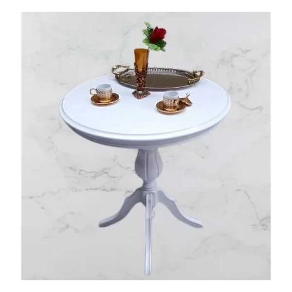 Fiskos Sehpa Eko 90504 Baba 4ayak 65 Cm Hareketli Mdf Tabla Parlak Beyaz El Yapım - Görsel 7
