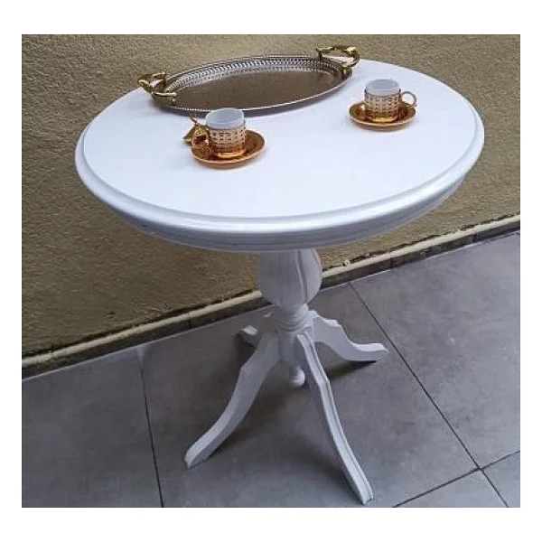 Fiskos Sehpa Eko 90504 Baba 4ayak 65 Cm Hareketli Mdf Tabla Parlak Beyaz El Yapım - Görsel 4