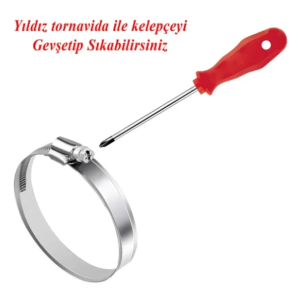 Hortum Kelepçesi Tork Ayarlı 25x42 Mm Paslanmaz Çelik Boru Metal Kelepçe Ayarlanabilir Klips 5 Adet - Görsel 7