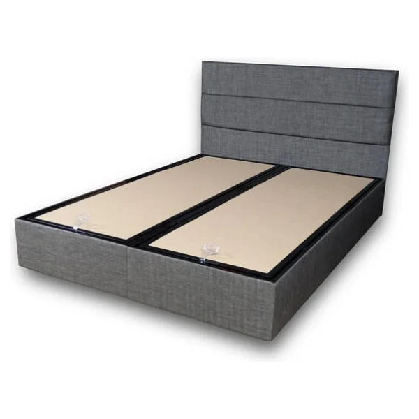 Niron Silver Baza Ve Başlık Seti 180x200 Cm Çift Kişilik Kaydırmaz Kumaşlı Gri Keten Baza Ve Başlığı - Görsel 5