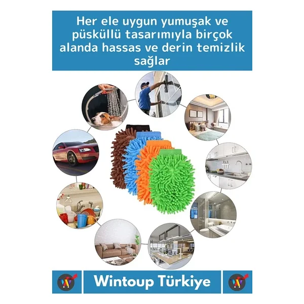 Premium Yumuşak Esnek Mikrofiber Oto Araç İç Dış Elektronik Otomobil Yıkama Temizleme Eldiveni 2adet - Görsel 3