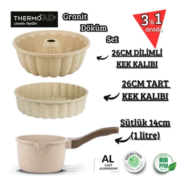 Thermoad 3'lü Vizon Set Sosluk&Sütlük-Tart Kalıbı-Kek Kalıbı Vizon - Görsel 4
