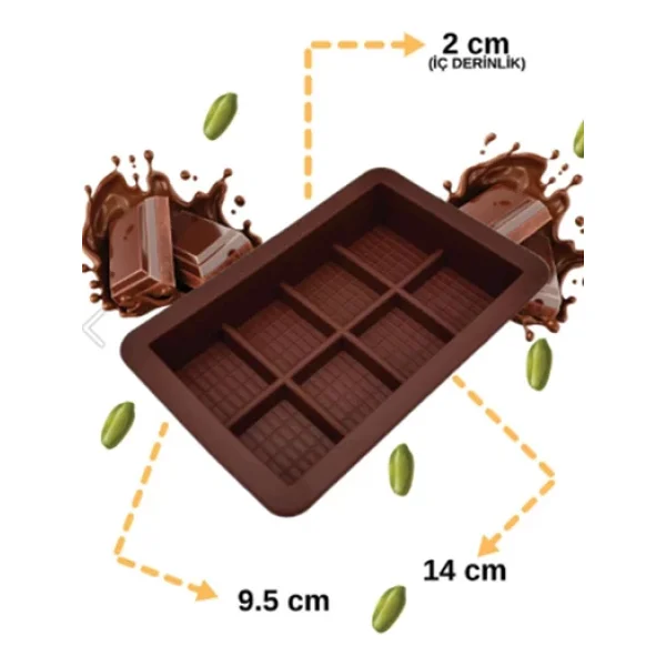 Sprenda 8 Bölmeli Dubai Çikolatası Yapma Kalıbı Silokon Kek Kalıbı Bpa Free 15 X 10 - Görsel 6