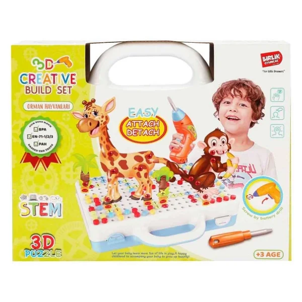 Birlik Oyuncak 3d Stem Eğitici Matkap Seti Hayvanlar Urt014-001 - Görsel 6