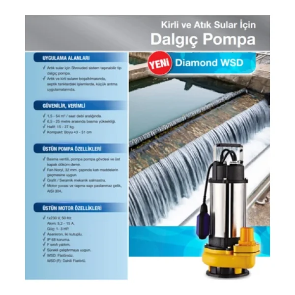 Alarko Wsd 55-17 3hp 220v Açık Fanlı Pis Su Dalgıç Pompa - Görsel 5