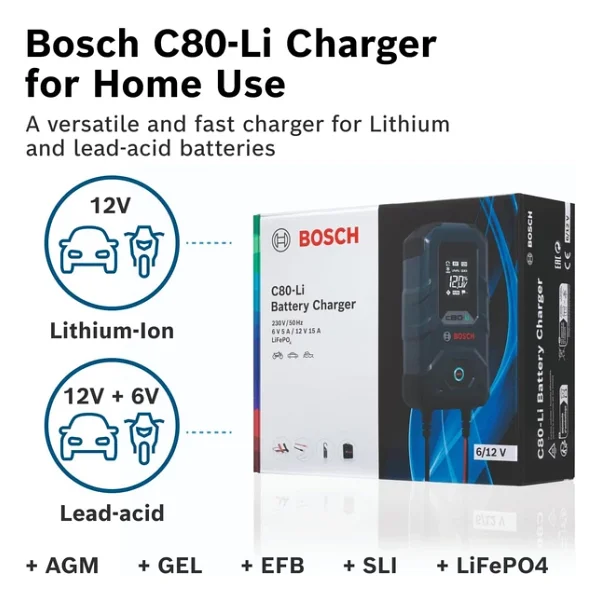 Bosch C80-Li 6-12 V 15 A Akü Şarj Cihazı - Görsel 5